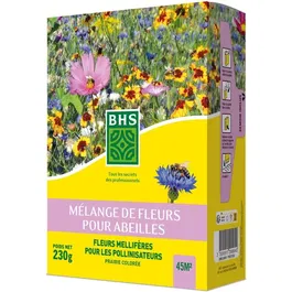 BHS Mélange de graines pour abeilles - 26 variétés de fleurs annuelles mellifères - 230 g - Attire les pollinisateurs et favorise la biodiversité