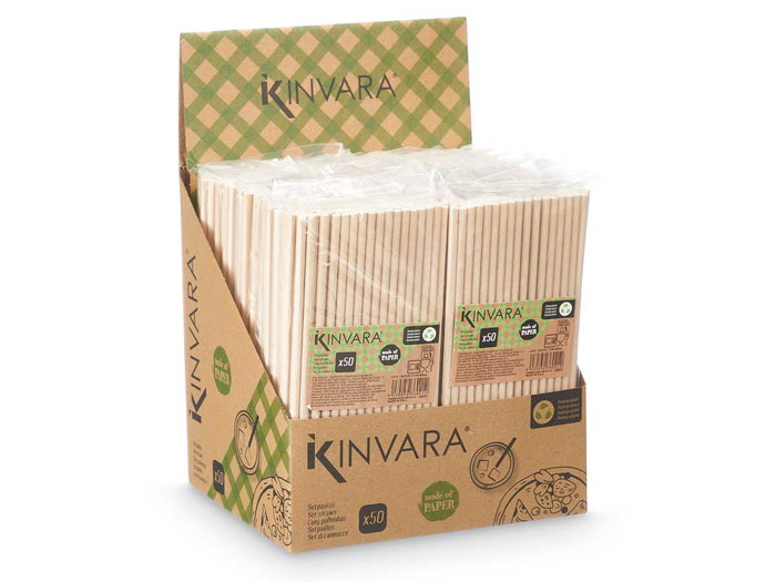 Kinvara Lot de 50 Pailles Kraft Papier Blanc 20x0.5 cm - Dimensions Emballage 9,5x22x1,5 cm (Set de 48)