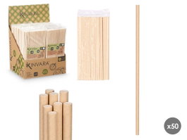 Kinvara Lot de 50 Pailles Kraft Papier Blanc 20x0.5 cm - Dimensions Emballage 9,5x22x1,5 cm (Set de 48)
