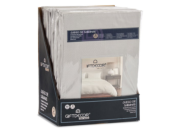 Giftdecor Lot de 3 Draps 90 cm Gris - Literie 100% Polyester (Set de 12)