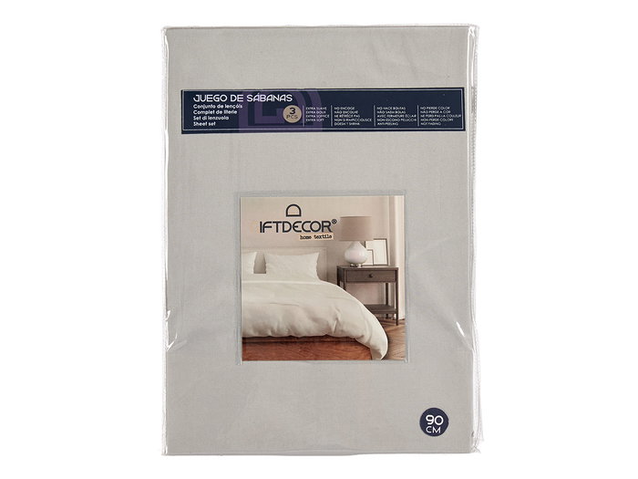 Giftdecor Lot de 3 Draps 90 cm Gris - Literie 100% Polyester (Set de 12)