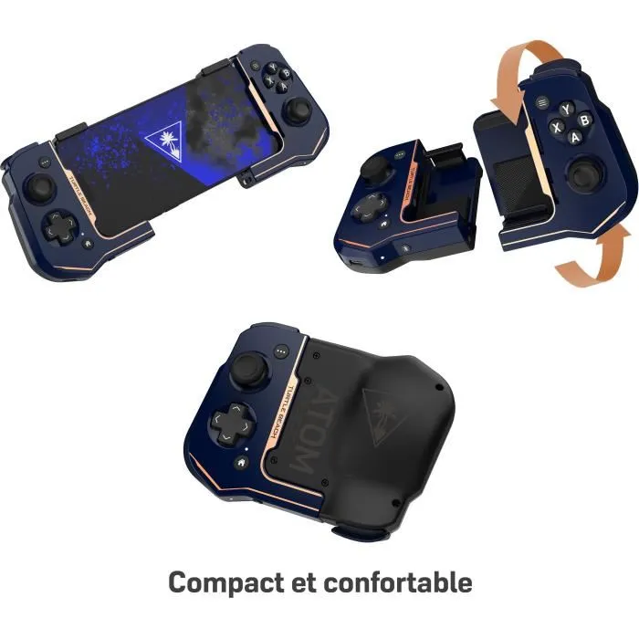 Turtle Beach Atom - Manette de jeu sans fil Bluetooth pour iOS - Téléphone mobile (iPhone 14/13/12/11) - Compatible Cloud Gaming - Bleu Cobalt