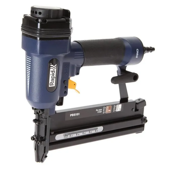 Rapid Pro PBS151 - Agrafeuse Cloueuse Pneumatique Professionnelle avec Corps en Magnésium Léger, Réglage de Pénétration et Kit d'Accessoires (Agrafes 90, Pointes 8)