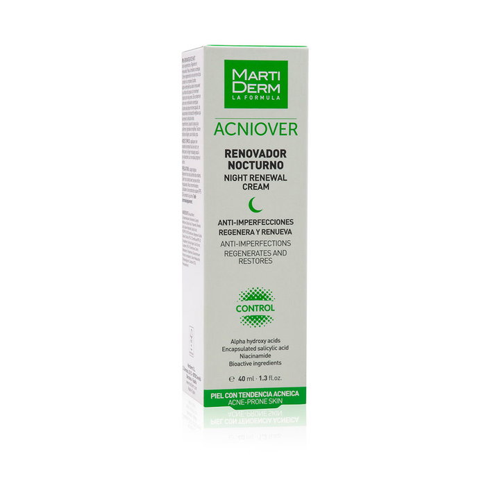 Martiderm ACNIOVER Rénovateur Nuit 40 ml - Crème anti-acné réparatrice avec acides alpha-hydroxy, niacinamide et acide salicylique pour peaux grasses. Martiderm ACNIOVER Rénovateur Nuit 40 ml - Crème anti-acné réparatrice avec acides alpha-hydroxy, niacinamide et acide salicylique pour peaux grasses.