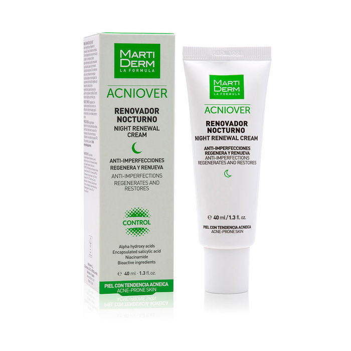 Martiderm ACNIOVER Rénovateur Nuit 40 ml - Crème anti-acné réparatrice avec acides alpha-hydroxy, niacinamide et acide salicylique pour peaux grasses. Martiderm ACNIOVER Rénovateur Nuit 40 ml - Crème anti-acné réparatrice avec acides alpha-hydroxy, niacinamide et acide salicylique pour peaux grasses.