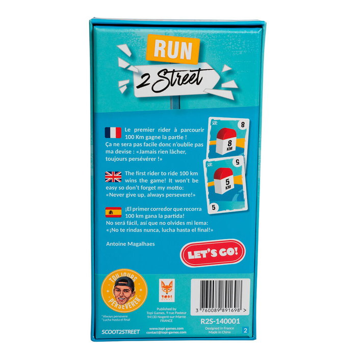 TOPI GAMES - Jeu de cartes Run 2 Street - Jeu de parcours multilingue (français, anglais, espagnol) pour 2 à 8 joueurs, à partir de 7 ans