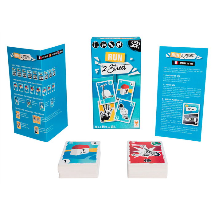 TOPI GAMES - Jeu de cartes Run 2 Street - Jeu de parcours multilingue (français, anglais, espagnol) pour 2 à 8 joueurs, à partir de 7 ans
