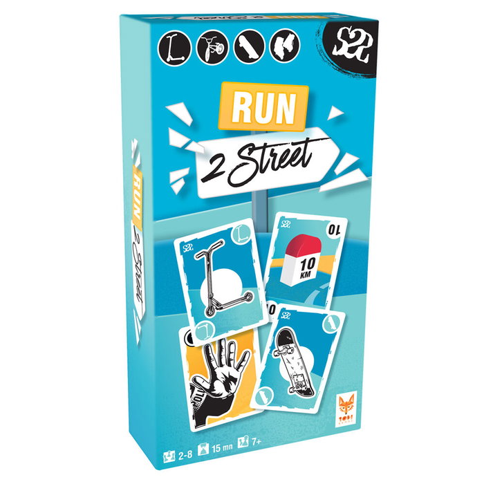 TOPI GAMES - Jeu de cartes Run 2 Street - Jeu de parcours multilingue (français, anglais, espagnol) pour 2 à 8 joueurs, à partir de 7 ans