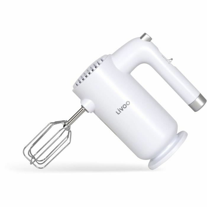 Livoo Batteur électrique 250 W, 5 vitesses et fonction turbo, Blanc et Argent Livoo Batteur électrique 250 W, 5 vitesses et fonction turbo, Blanc et Argent