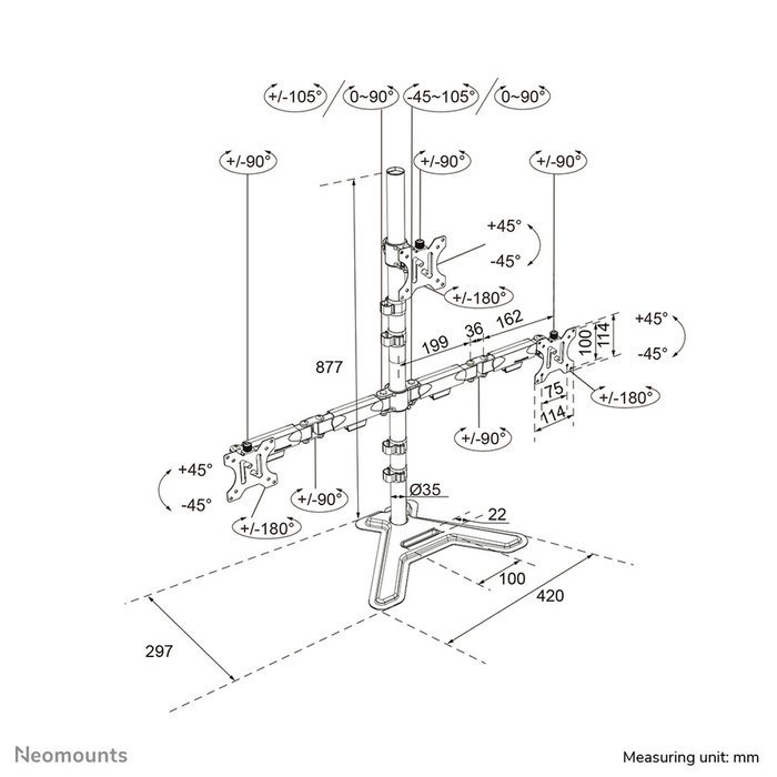 Neomounts DS45-600BL2-1 Support de table d'écran 10-32 pouces Neomounts DS45-600BL2-1 Support de table d'écran 10-32 pouces