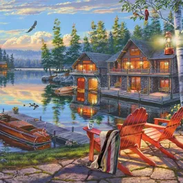 Schmidt Spiele Puzzle 1000 Pièces Sur les rives du lac Loon, New York - Paysage - Dès 12 ans