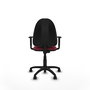 Chaise de bureau Aýna avec mécanisme Contact permanent de base, revêtue de tissu couleur grenat. Équipée d'une base en polyamide noir, d'accoudoirs 1D et de roulettes en nylon de 50 mm