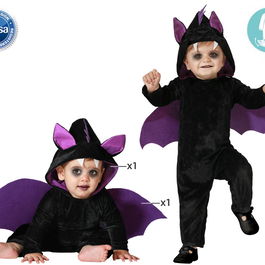 Déguisement Bébé Chauve-souris Noir et Violet avec Capuche à Oreilles et Ailes Intégrées, Tissu Velours Doux, Taille 12-24 Mois, Unisexe - Idéal Halloween