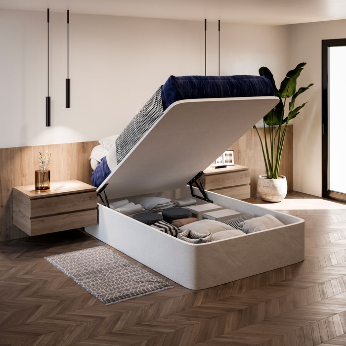 Emuca Jeu de levage pour lits lits, ouverture frontale, pour lits de 135 cm, Acier, Peint en noir