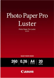 Canon Papier Photo Pro Luster A4 260 g/m² 20 feuilles Blanc Finition Lustrée