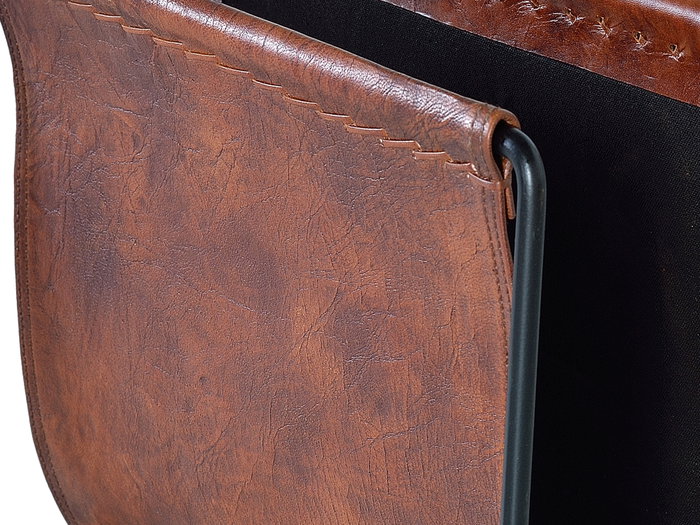 GINER Y COLOMER Porte-revues en cuir naturel et pieds en métal marron GINER Y COLOMER Porte-revues en cuir naturel et pieds en métal marron