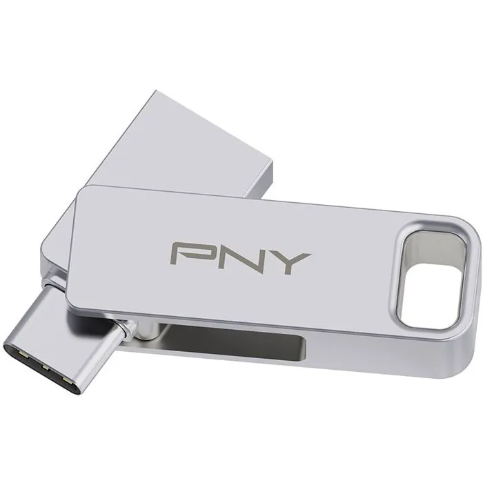PNY DUO LINK Clé USB 3.2 Type-C et Type-A 256 Go - Double connecteur pour mobiles et PC - Vitesse jusqu'à 200 Mo/s - Compatible PC, Mac et Android