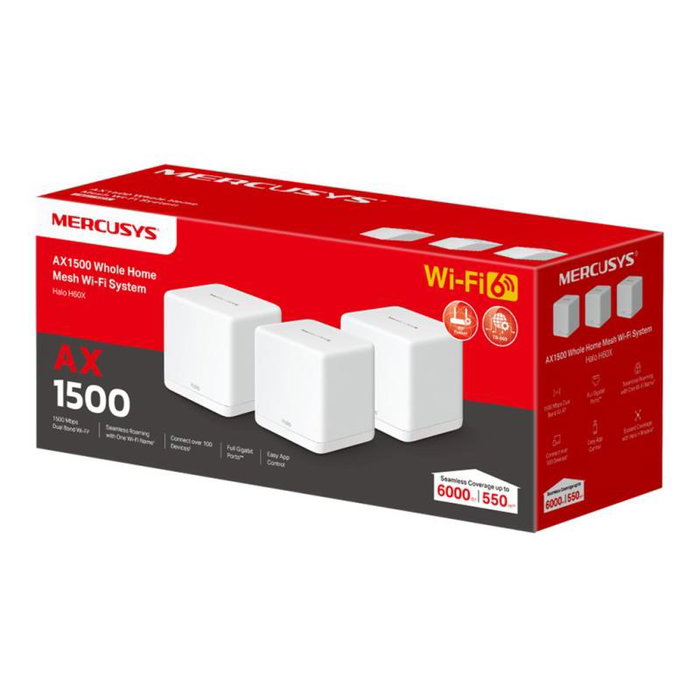 Mercusys Halo H60X Pack de 3 - Système WiFi Mesh WiFi 6 AX1500 Mercusys Halo H60X Pack de 3 - Système WiFi Mesh WiFi 6 AX1500