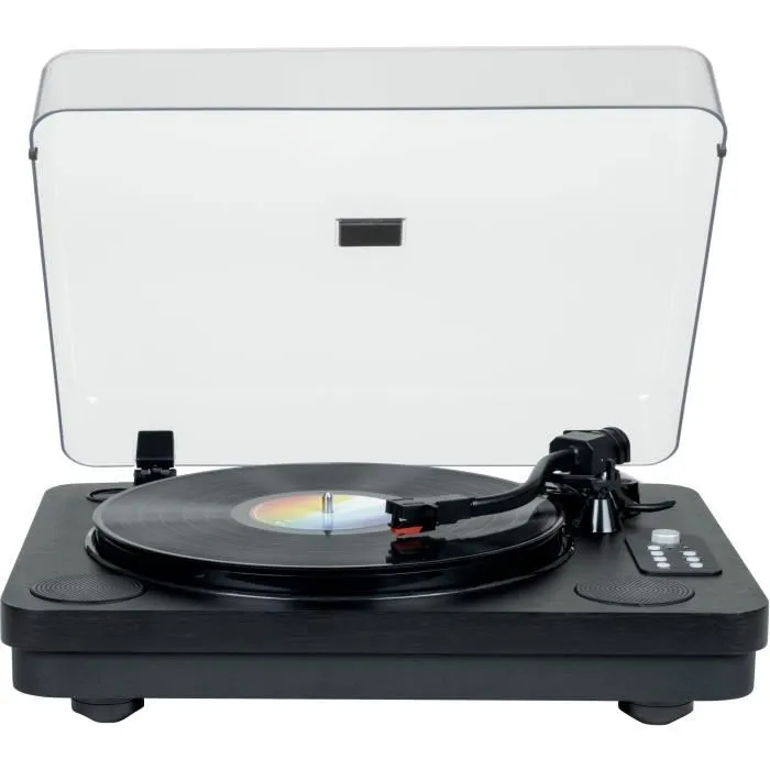 Thomson TT650BT - Platine vinyle Bluetooth avec enregistrement USB, 2 haut-parleurs intégrés, 3 vitesses, lecteur MP3 - Noir Thomson TT650BT - Platine vinyle Bluetooth avec enregistrement USB, 2 haut-parleurs intégrés, 3 vitesses, lecteur MP3 - Noir