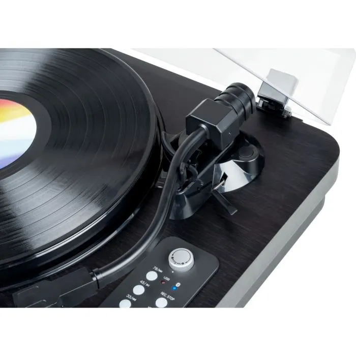 Thomson TT650BT - Platine vinyle Bluetooth avec enregistrement USB, 2 haut-parleurs intégrés, 3 vitesses, lecteur MP3 - Noir Thomson TT650BT - Platine vinyle Bluetooth avec enregistrement USB, 2 haut-parleurs intégrés, 3 vitesses, lecteur MP3 - Noir