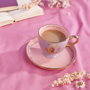 WIDDOP & CO Jeu de tasse et soucoupe Rapunzel Princesas Disney - Thème cheveux longs, suivez votre cœur - Doré et pastel