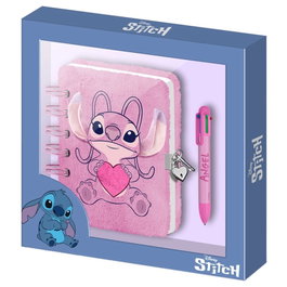 Karactermania - Journal avec peluche Stitch Angel Cœur + Stylo Disney