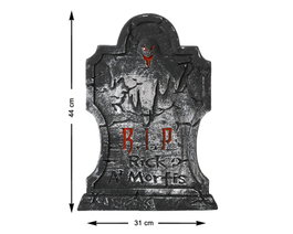 Pierre tombale Halloween avec figure fantomatique et texte gravé 44x31cm