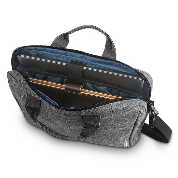 Lenovo Housse Porte-Documents T210 pour PC Portable 15.6 Pouces, Protection Anti-Eau, Compartiment Intégré et Sangle de Valise, Grise