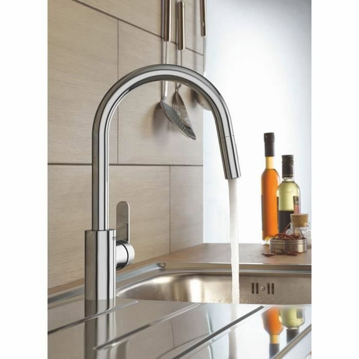 Grohe Mitigeur de cuisine Get 31484001 avec douchette extractible et bec en U