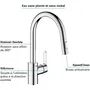 Grohe Robinet de cuisine mitigeur monocommande avec douchette extractible - Bec U, inverseur 2 jets Supersteel - Réf. 31484001