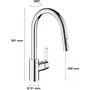Grohe Robinet de cuisine mitigeur monocommande avec douchette extractible - Bec U, inverseur 2 jets Supersteel - Réf. 31484001