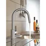 Grohe Robinet de cuisine mitigeur monocommande avec douchette extractible - Bec U, inverseur 2 jets Supersteel - Réf. 31484001