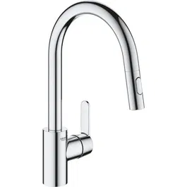 Grohe Robinet de cuisine mitigeur monocommande avec douchette extractible - Bec U, inverseur 2 jets Supersteel - Réf. 31484001