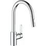 Grohe Robinet de cuisine mitigeur monocommande avec douchette extractible - Bec U, inverseur 2 jets Supersteel - Réf. 31484001