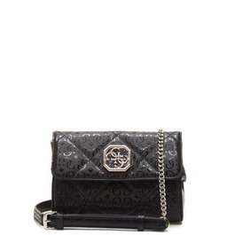 Guess Dilla Mini Convertible Xbody - Sac bandoulière convertible en tissu, ceinture, noir pour femme - 18x13x6 cm