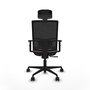 Chaise Yunquera Synchro 4 positions tissu Rose Maille Noir Base en nylon noir Accoudoir 1D Appui-tête 1D Roulettes 65mm nylon