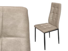 Giftdecor Chaise à Dossier Haut Gris avec Coussin en Cuir et Métal 64x10x43 cm (Set de 4)