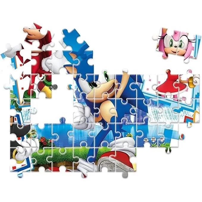 Clementoni Edukit Sonic - Coffret éducatif 4 en 1 avec 2 puzzles, jeu de mémo et 6 cubes pour enfants - Dès 4 ans