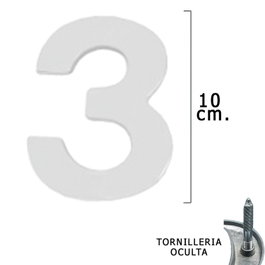 WOLFPACK LINEA PROFESIONAL Chiffre 3 argenté mat 10 cm avec vis