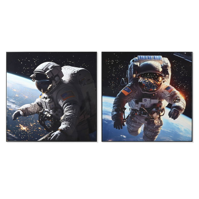 Home ESPRIT Toile Astronaute Moderne Bleu et Noir 100 x 4 x 100 cm Home ESPRIT Toile Astronaute Moderne Bleu et Noir 100 x 4 x 100 cm
