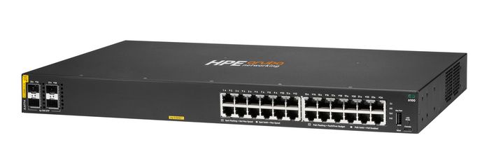 Hewlett Packard Enterprise Aruba 6100 Commutateur réseau 24 ports Gigabit PoE+ 370W avec 4 ports SFP+ pour entreprise et bureau