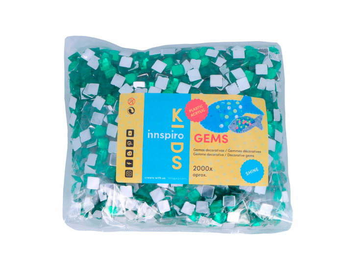 Innspiro Gemmes décoratives acryliques carrées vertes 8x8mm, 2000 unités environ