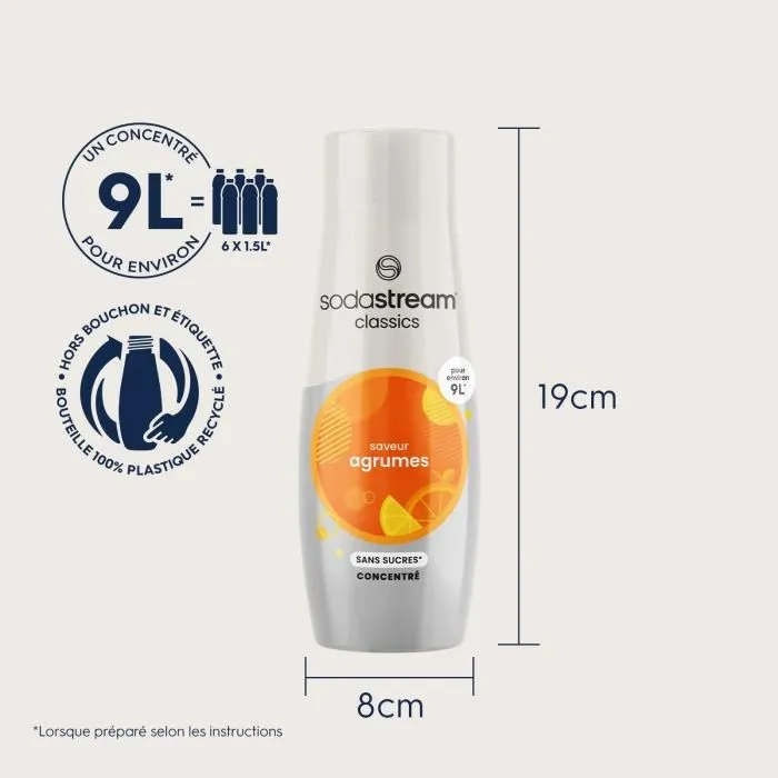 Sodastream Concentrés Agrumes Sans Sucres - Lot de 6 Bouteilles de 440 ml - Jusqu'à 54 Litres de Boissons Pétillantes