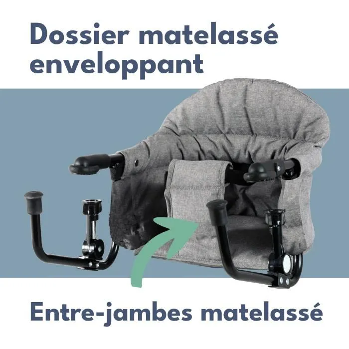 Bambisol - Siège réhausseur de table Looping avec dossier confort, déhoussable et lavable machine, fixation multipoints - Compact et transportable Bambisol - Siège réhausseur de table Looping avec dossier confort, déhoussable et lavable machine, fixation multipoints - Compact et transportable