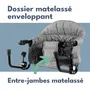 Bambisol - Siège réhausseur de table Looping avec dossier confort, déhoussable et lavable machine, fixation multipoints - Compact et transportable