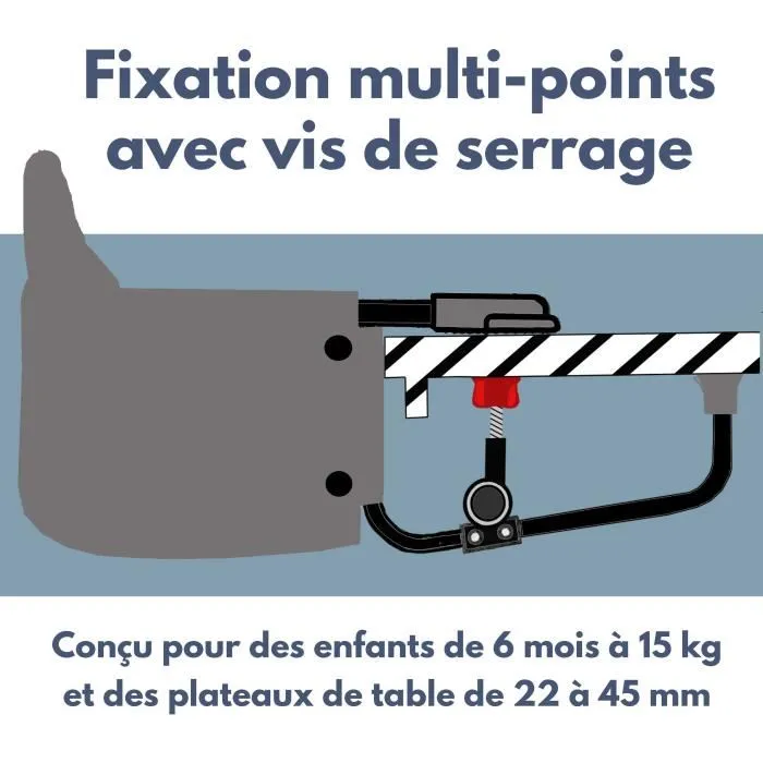 Bambisol - Siège réhausseur de table Looping avec dossier confort, déhoussable et lavable machine, fixation multipoints - Compact et transportable Bambisol - Siège réhausseur de table Looping avec dossier confort, déhoussable et lavable machine, fixation multipoints - Compact et transportable