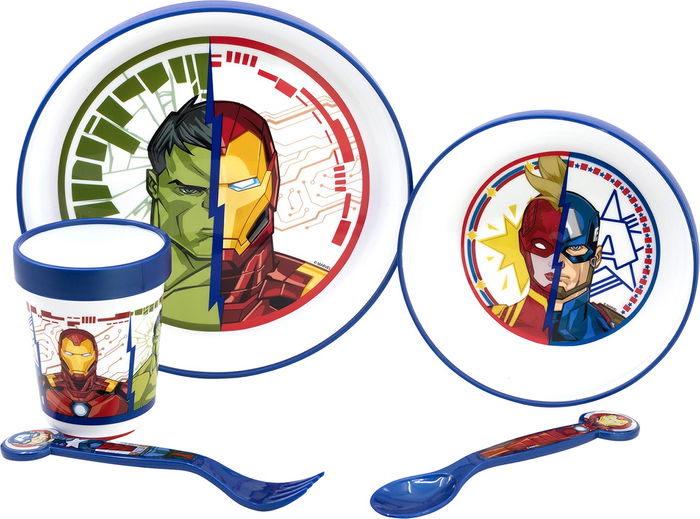 Licensing Ensemble Premium Bicolor Antidérapant 5 Pièces Avengers CZ11304 Vaisselle Enfants 4+ Ans