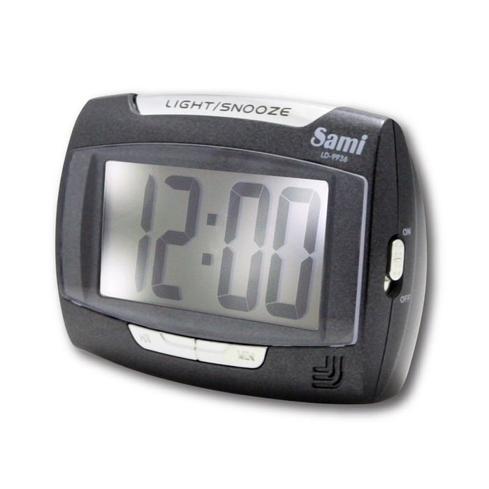 SAMI Réveil LCD numérique grand écran avec capteur de luminosité automatique Noir