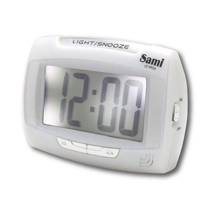 SAMI Réveil LCD numérique grand écran avec capteur de luminosité automatique Noir