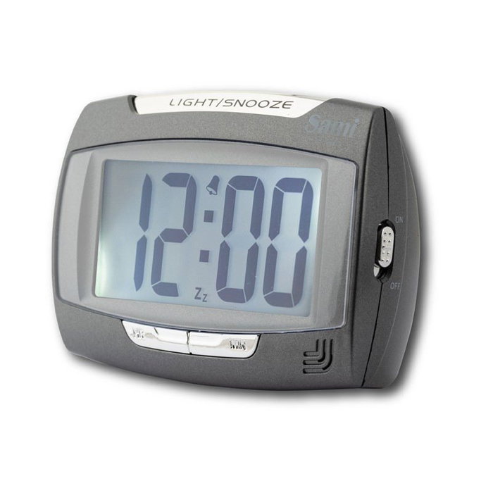 SAMI Réveil LCD numérique grand écran avec capteur de luminosité automatique Noir